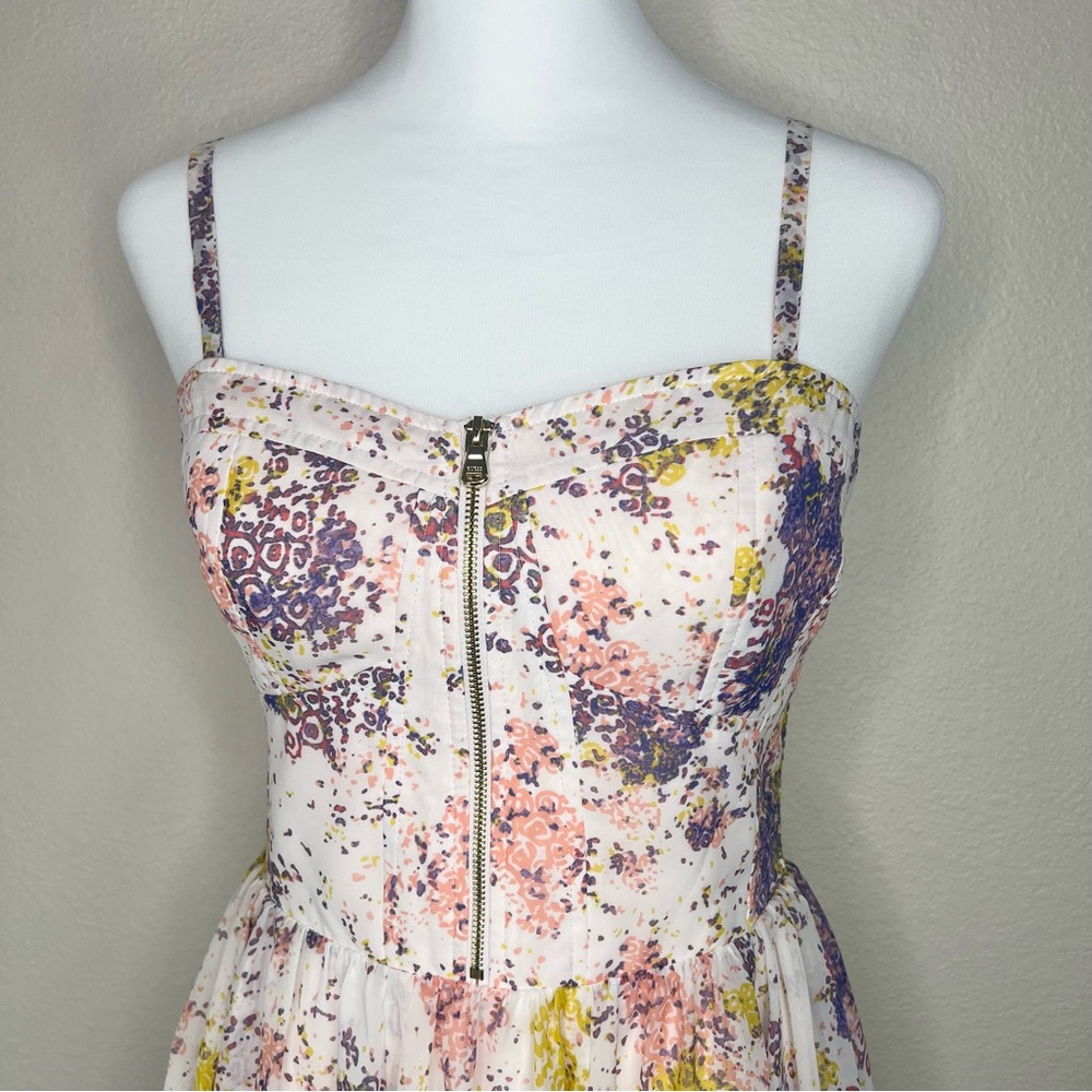 Guess Tanya Pink Floral Sleeveless or Strapless Corset Mini Dress Sz 4 - Picture 2 of 11